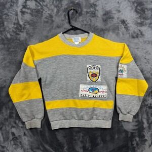 Bugle Boy Sweatshirt Boys Medium Grey Yellow Colorblock Vintage Action Sports